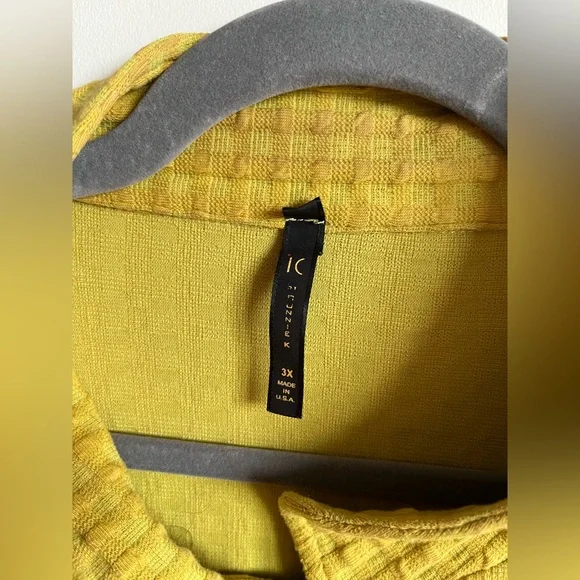 IC Collection Yellow Ribbed Button-Up Jacket - Picture 5 of 8